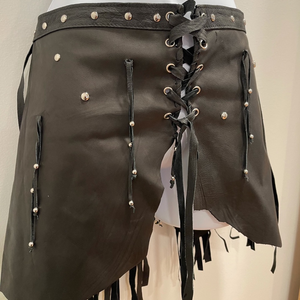 Handmade Studded Leather Skirt M/L (adjustable)